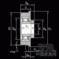 外球面球軸承 CRB30/92, 帶橡膠插入件，偏心鎖圈定位，兩側 P 型密封